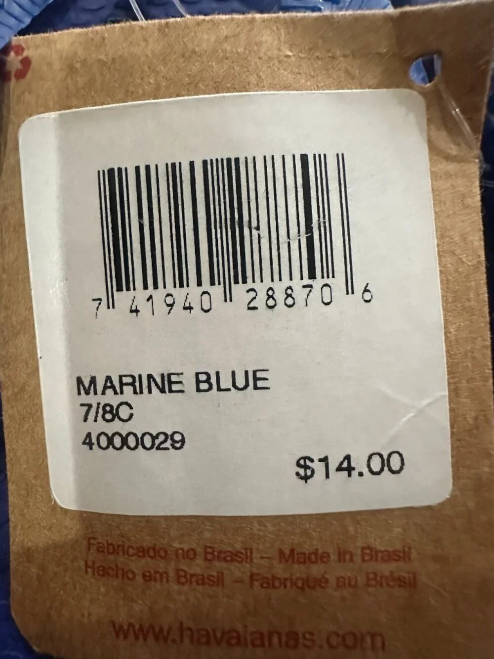 NWT Havaianas Tops Kids Marine Blue Top Flip Flops Sandal Deadstock